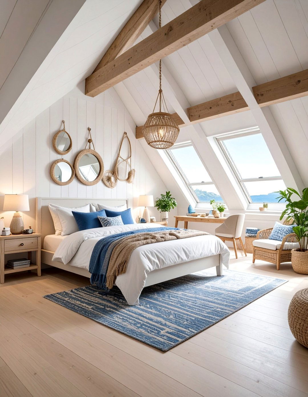 Nautical Attic Bedroom with Coastal Charm - 25 Attic Bedroom Ideas