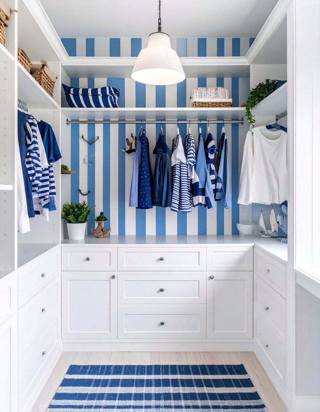 Nautical Coastal Nursery Closet with Rope Details - 25 Nursery Closet Ideas