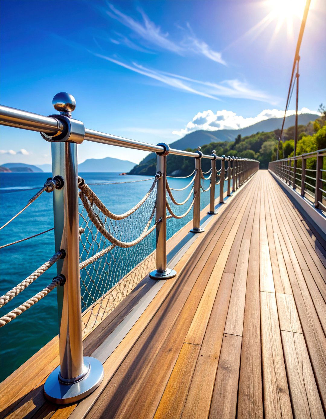 Nautical Inspired Steel Cable Deck Railing - 25 Metal Deck Railing Ideas