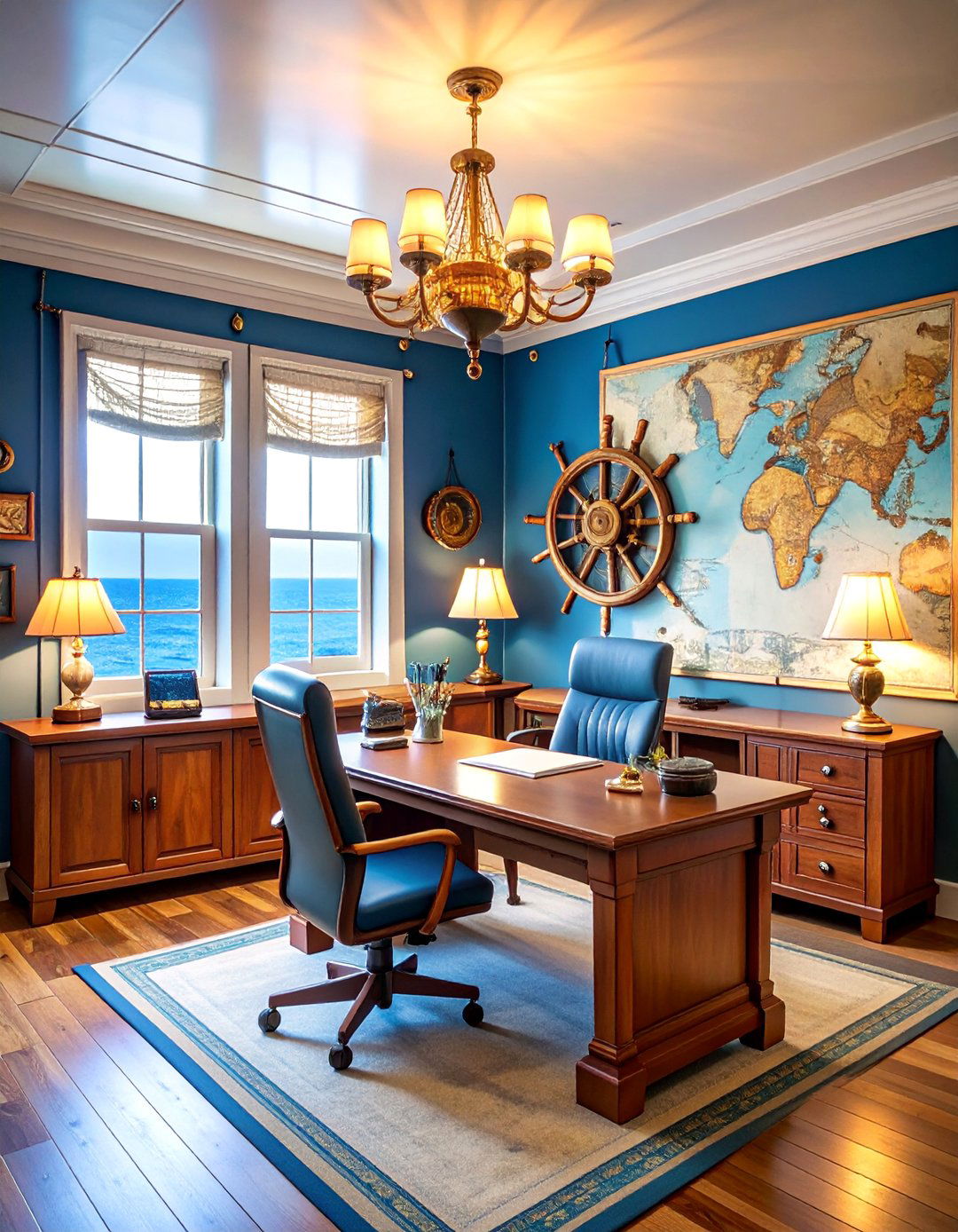 Nautical Maritime Office - 25 Man Cave Office Ideas
