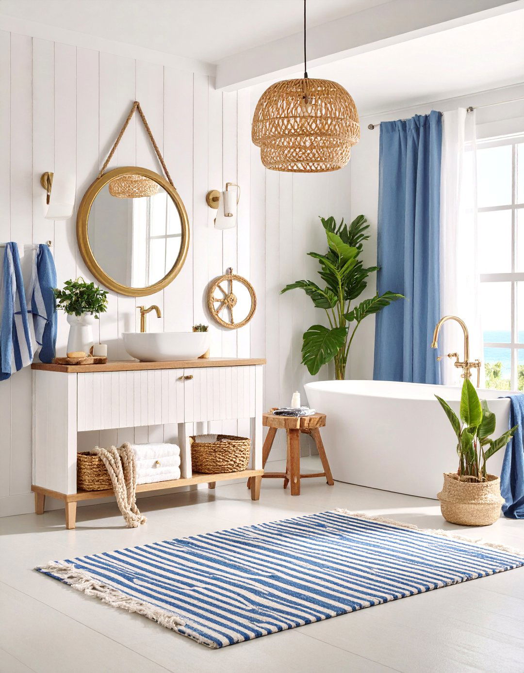 Nautical Preppy Bathroom with Contemporary Edge - 25 Eclectic Bathroom Ideas