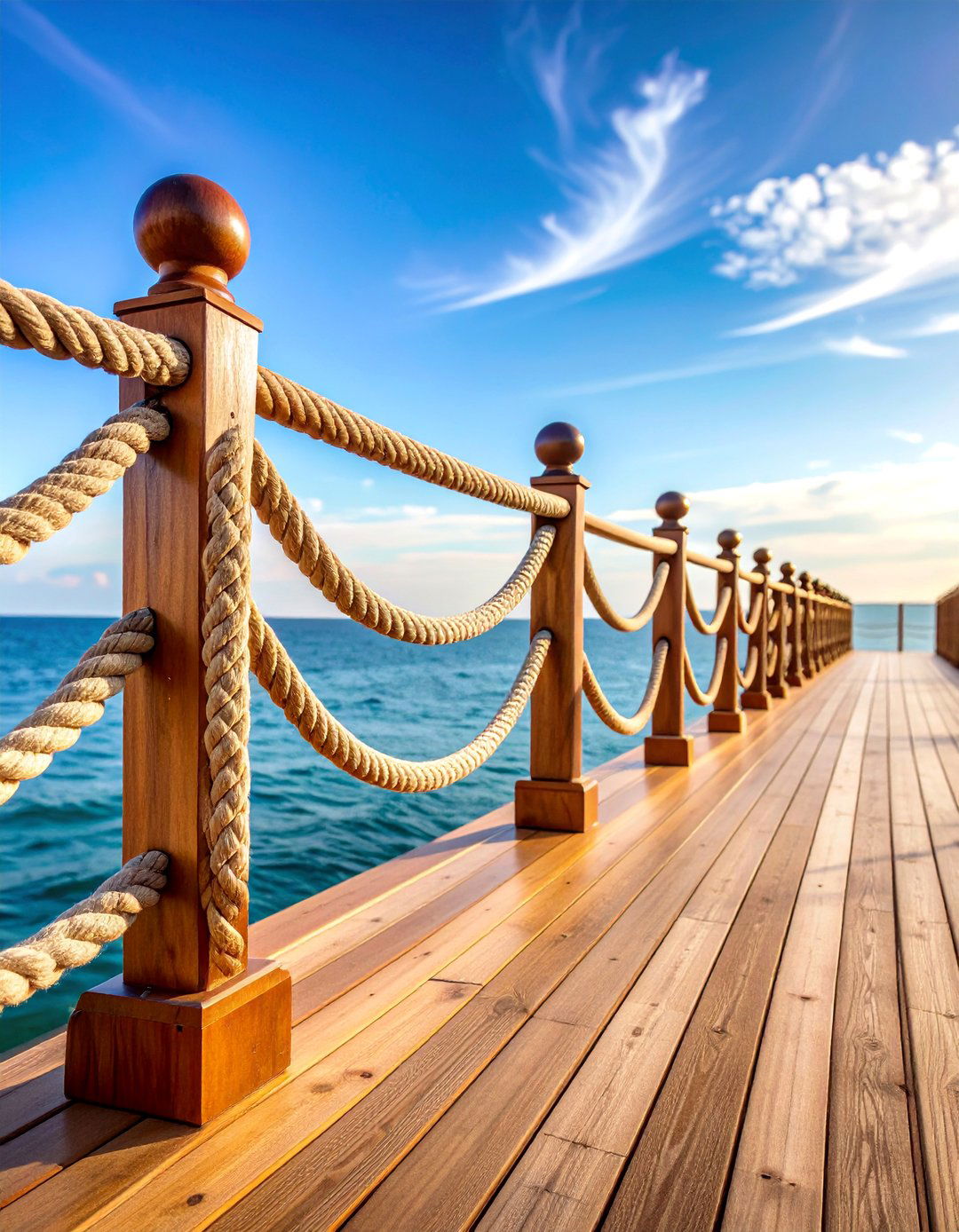 Nautical Rope Deck Railing with Coastal Theme Design - 25 Deck Railing Ideas