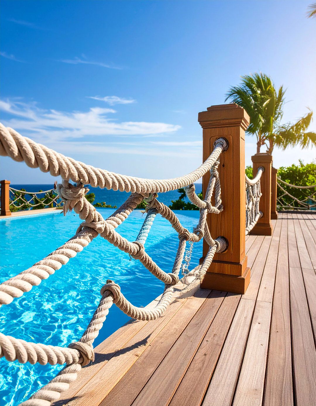 Nautical Rope Pool Deck Railing - 25 Pool Deck Railing Ideas