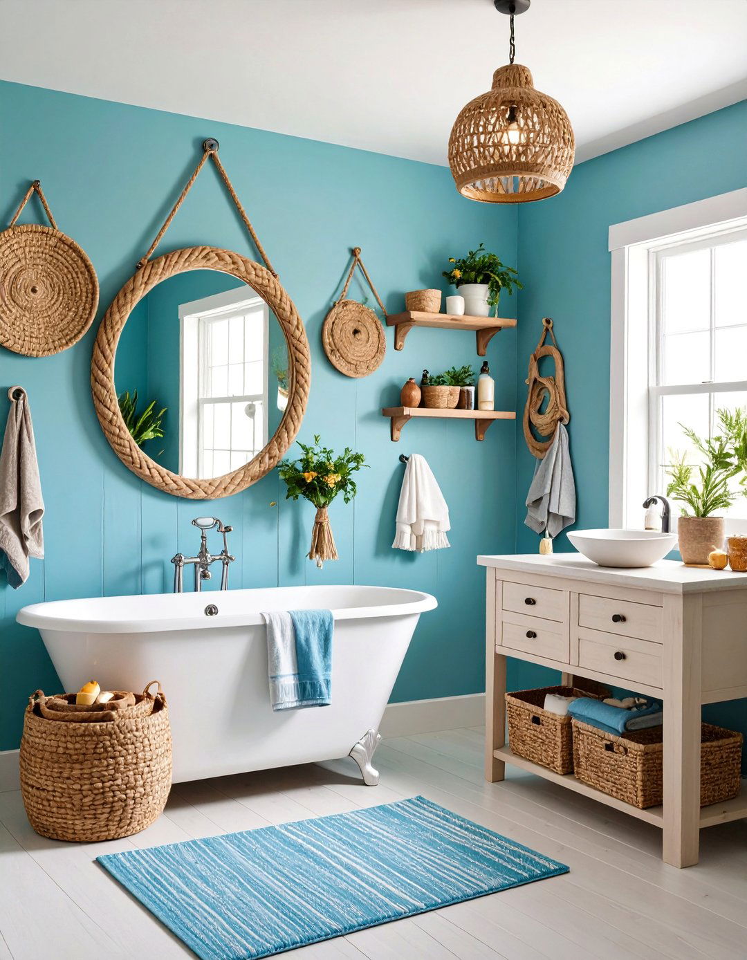 Nautical Rope and Driftwood Accents - 25 Quirky Bathroom Ideas