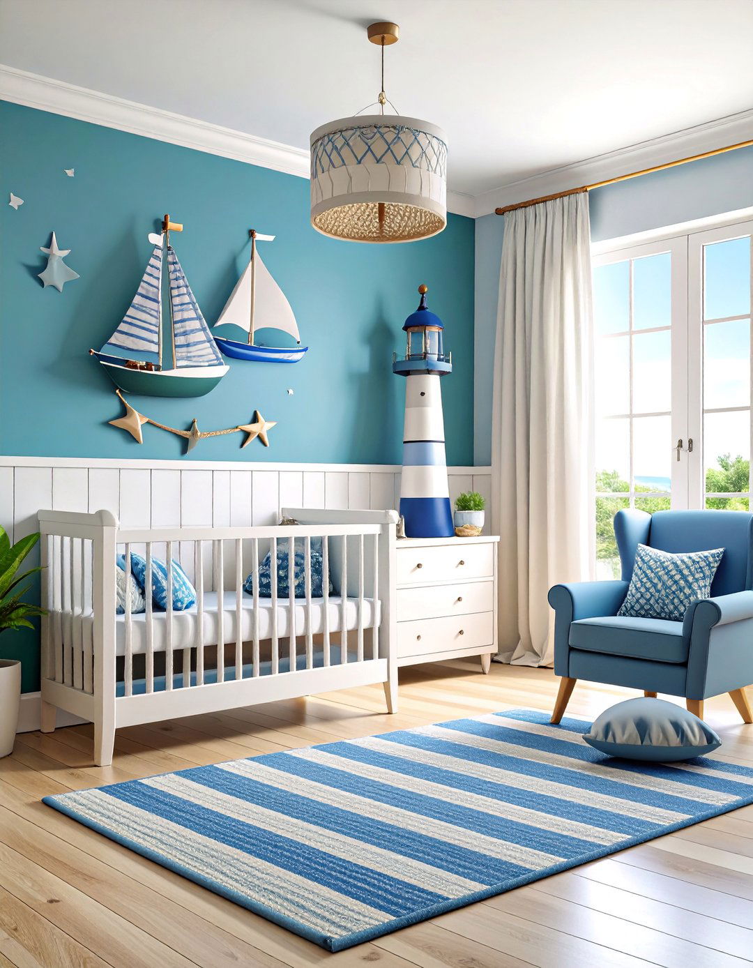 Nautical Small Nursery with Space Saving Solutions - 25 Small Nursery Ideas