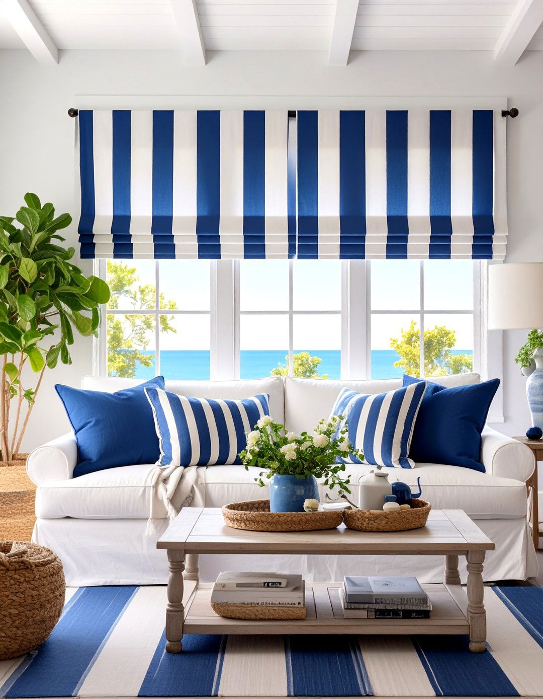 Nautical Striped Window Valance - 25 Window Valance Ideas