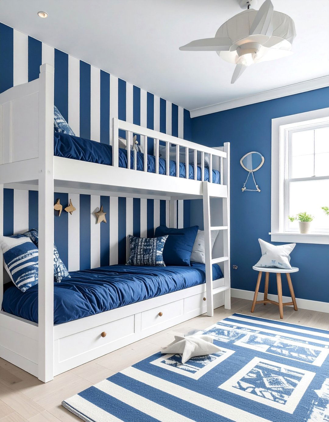 Nautical Stripes Kids Bunk Room - 25 Preppy Room Ideas