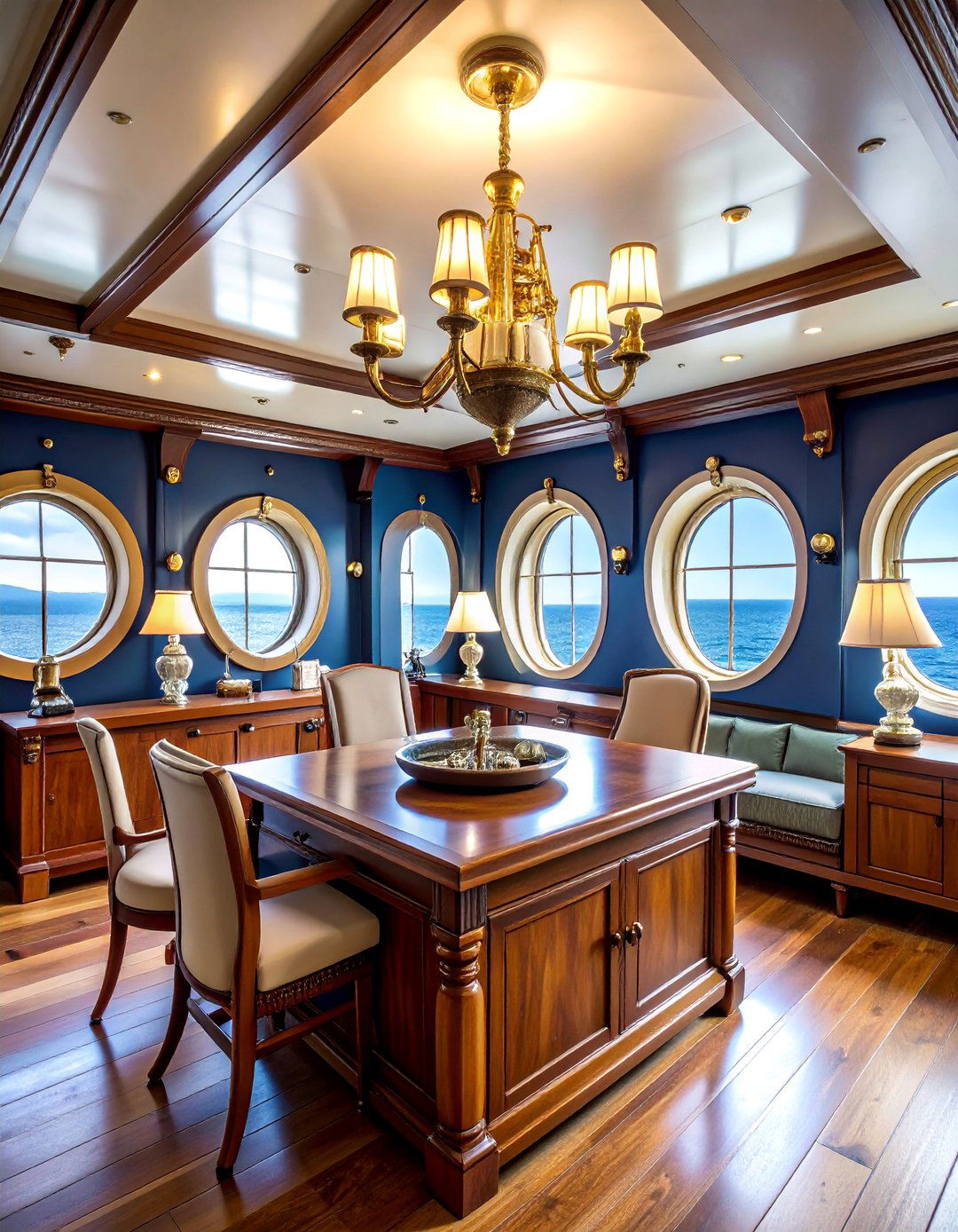 Nautical Themed Cigar Room with Maritime Details - 25 Cigar Room Ideas