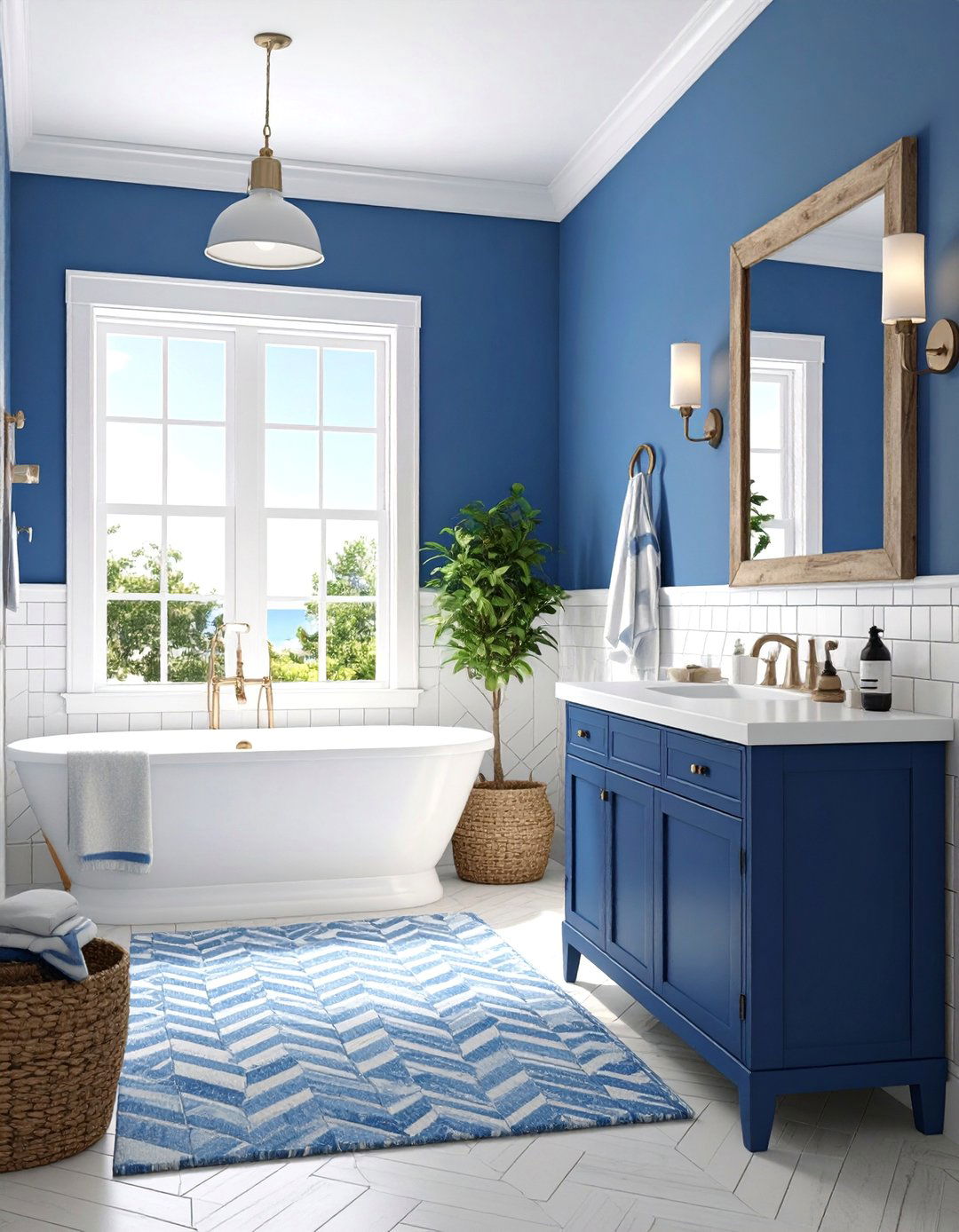 Nautical Themed Family Bathroom with Coastal Elements - 25 Family Bathroom Ideas