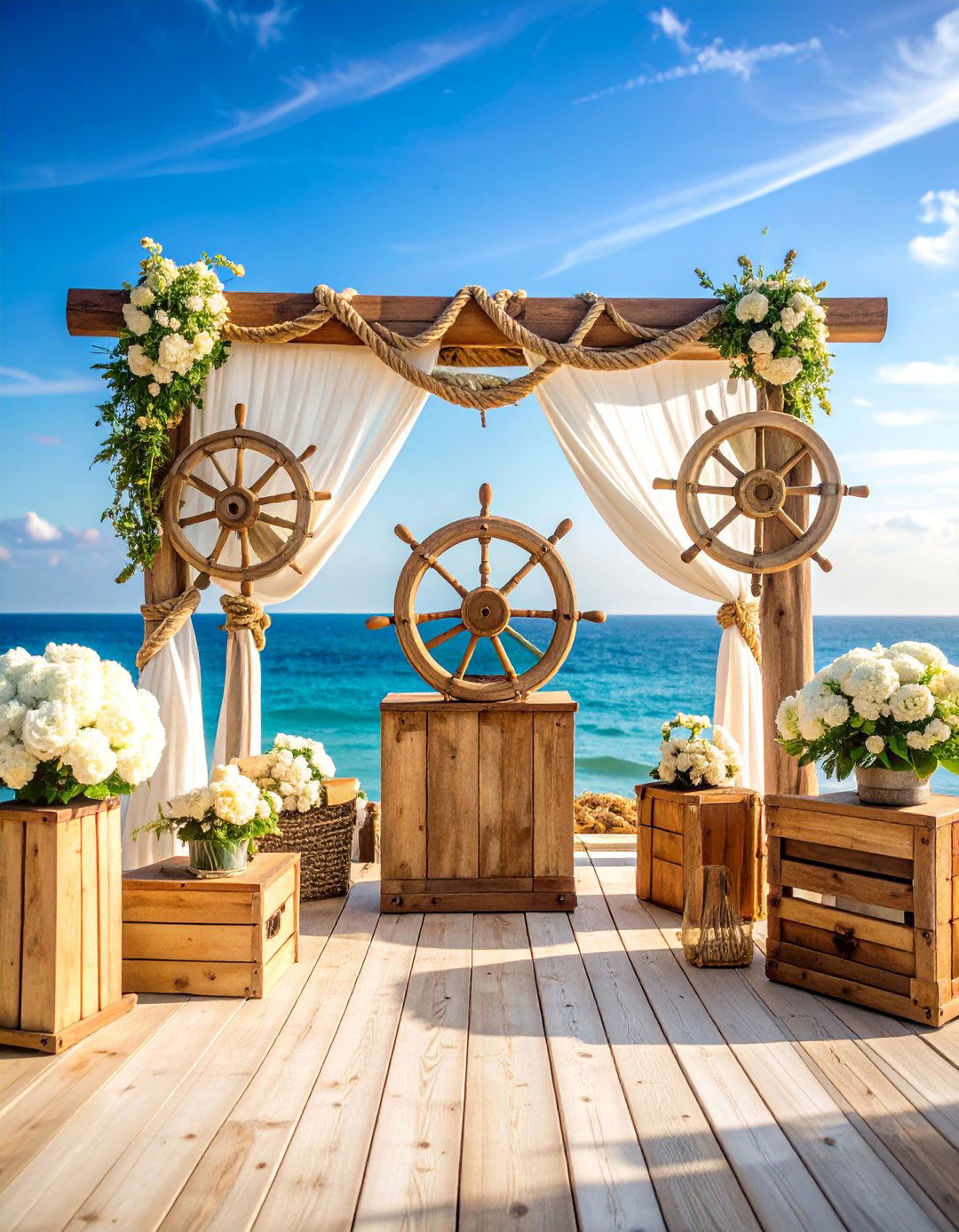 Nautical Wedding Altar with Rope and Anchor Details - 25 Wedding Altar Ideas