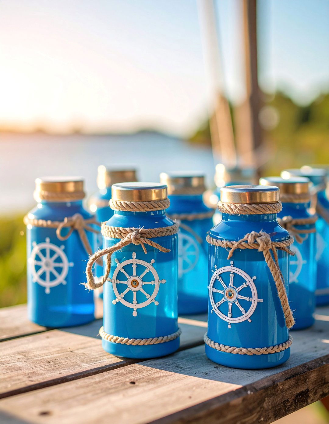 Nautical Wedding Koozies with Anchor and Rope Details - 25 Wedding Koozie Ideas