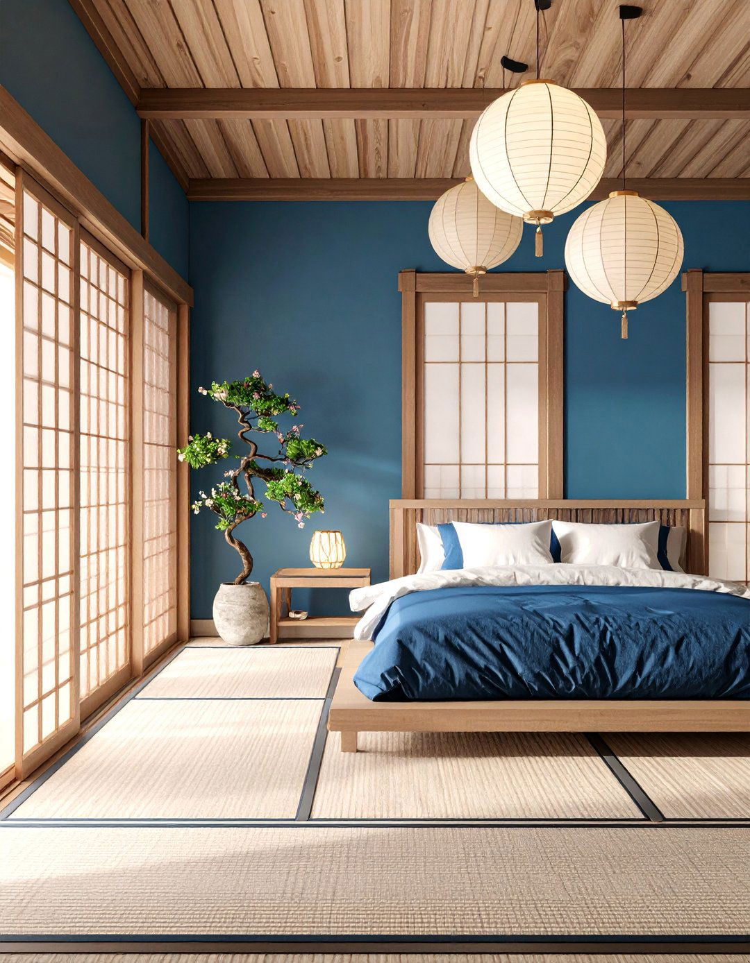 Navy Blue Bedroom Oriental Zen - 25 Navy Blue Bedroom Ideas