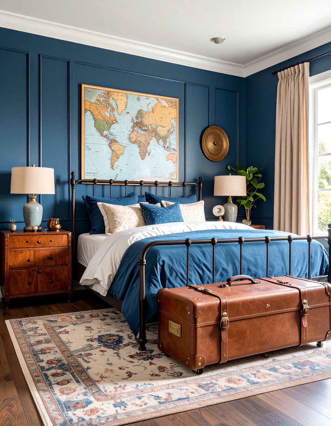 Navy Blue Bedroom Vintage Traveler Theme - 25 Navy Blue Bedroom Ideas