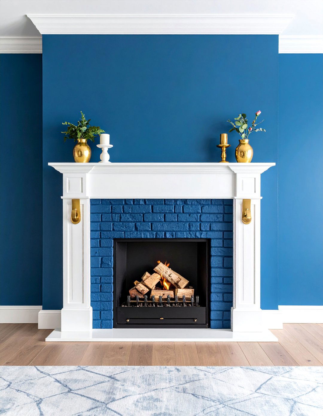 Navy Blue Coastal Painted Brick Fireplace - 25 Painted Brick Fireplace Ideas