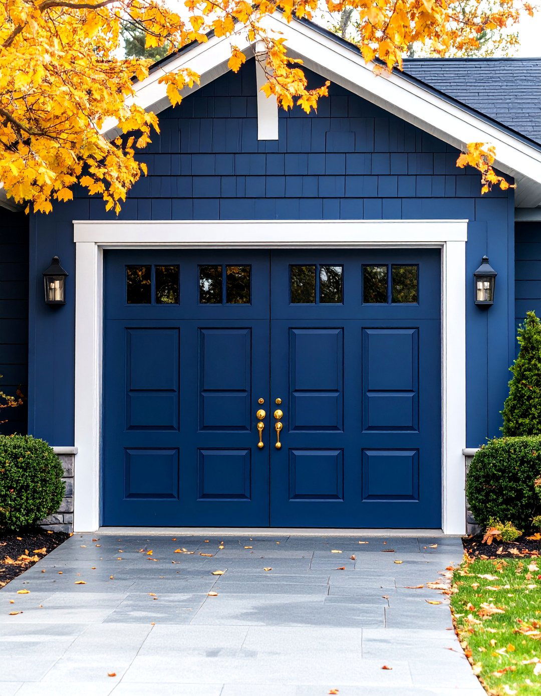 Navy Blue Coastal Sophistication - 25 Garage Door Paint Ideas