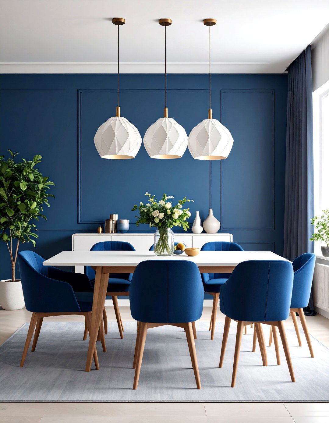 Navy Blue Contemporary Minimalist - 25 Navy Blue Dining Room Ideas