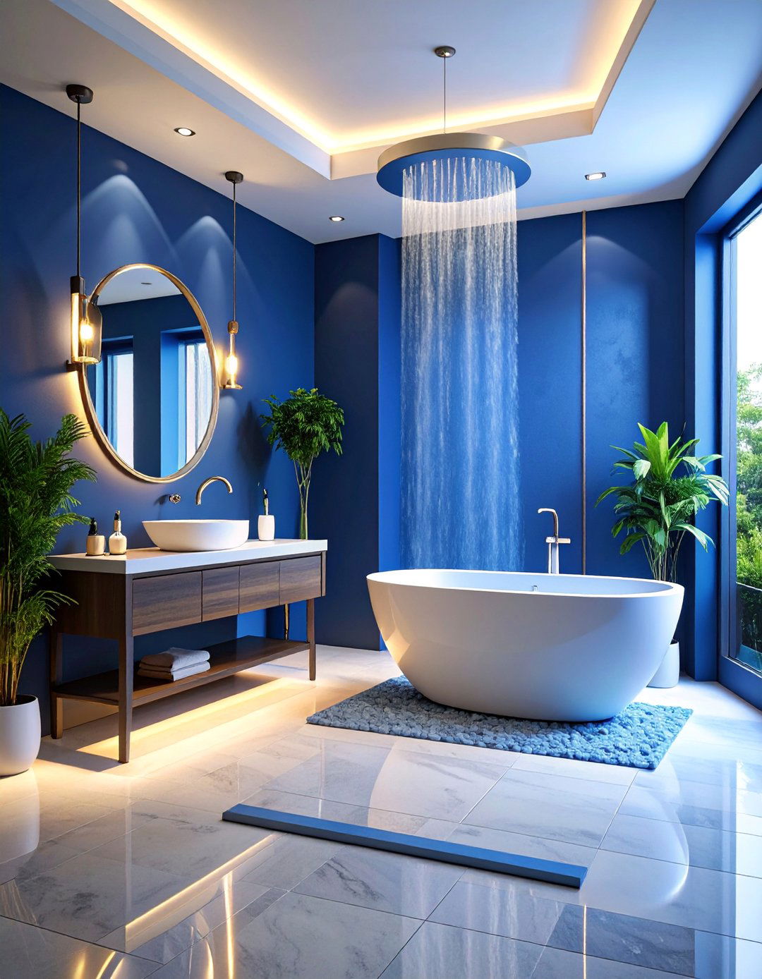 Navy Blue Contemporary Spa Bathroom - 25 Navy Blue Bathroom Ideas
