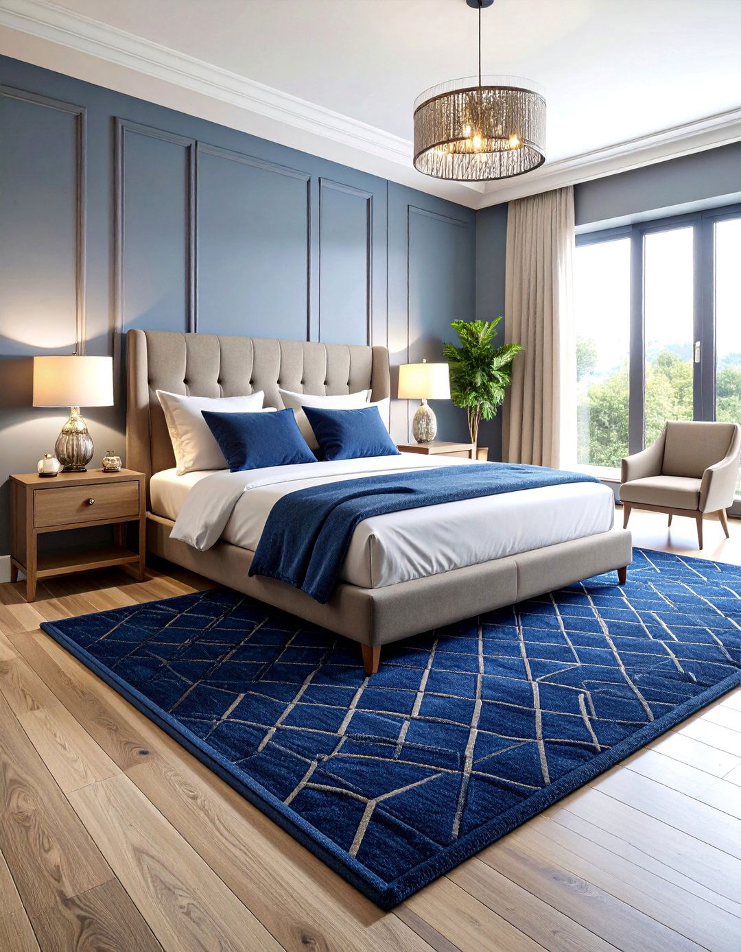 Navy Blue Cut and Loop Textured Carpet