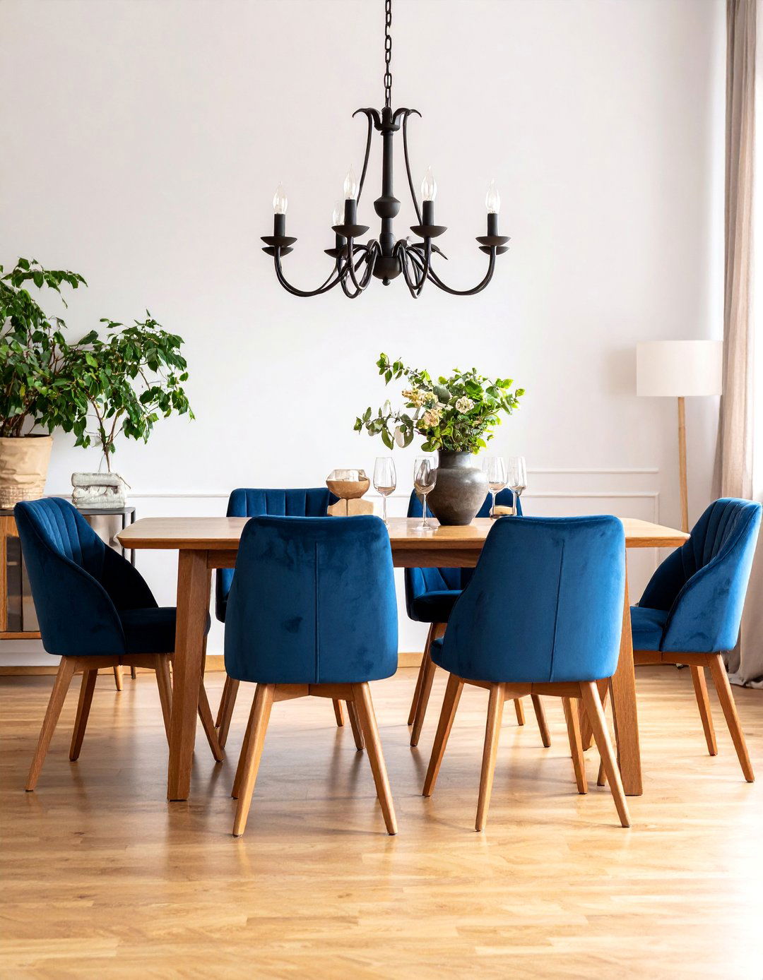 Navy Blue Dining Chairs with Neutral Backdrop - 25 Navy Blue Dining Room Ideas