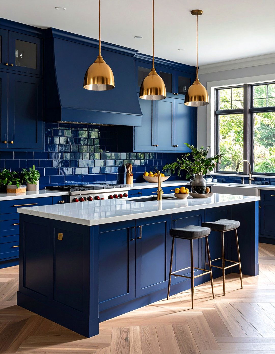 Navy Blue Glass Tile - 25 Kitchen Backsplash Ideas