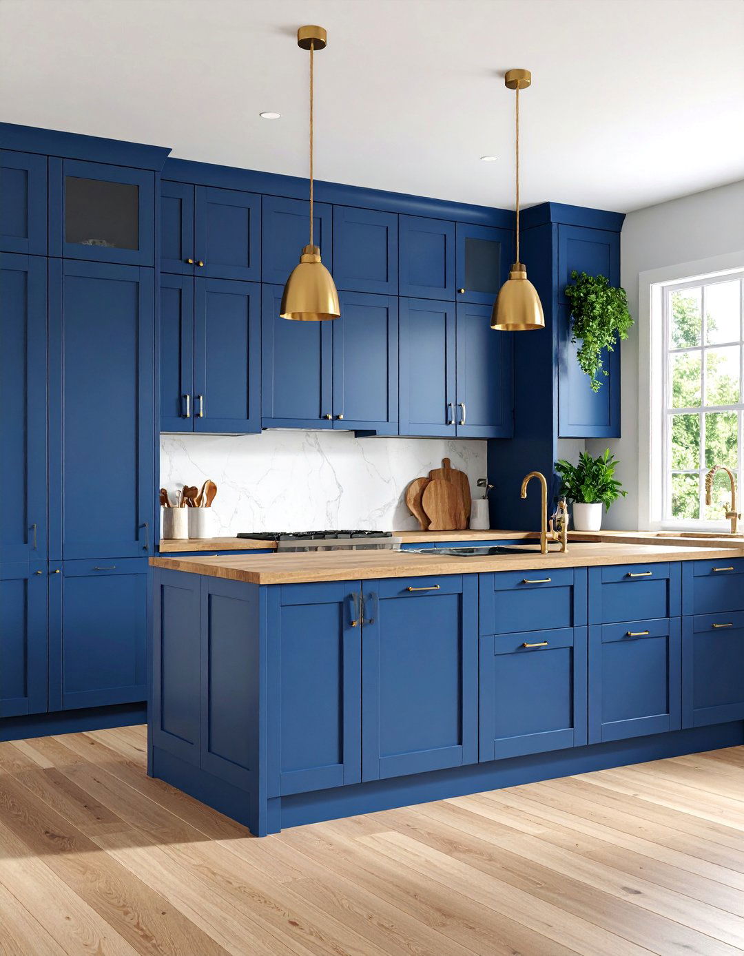 Navy Blue Lower Cabinets with Wood Upper Cabinets - 25 Navy Blue Kitchen Cabinets Ideas