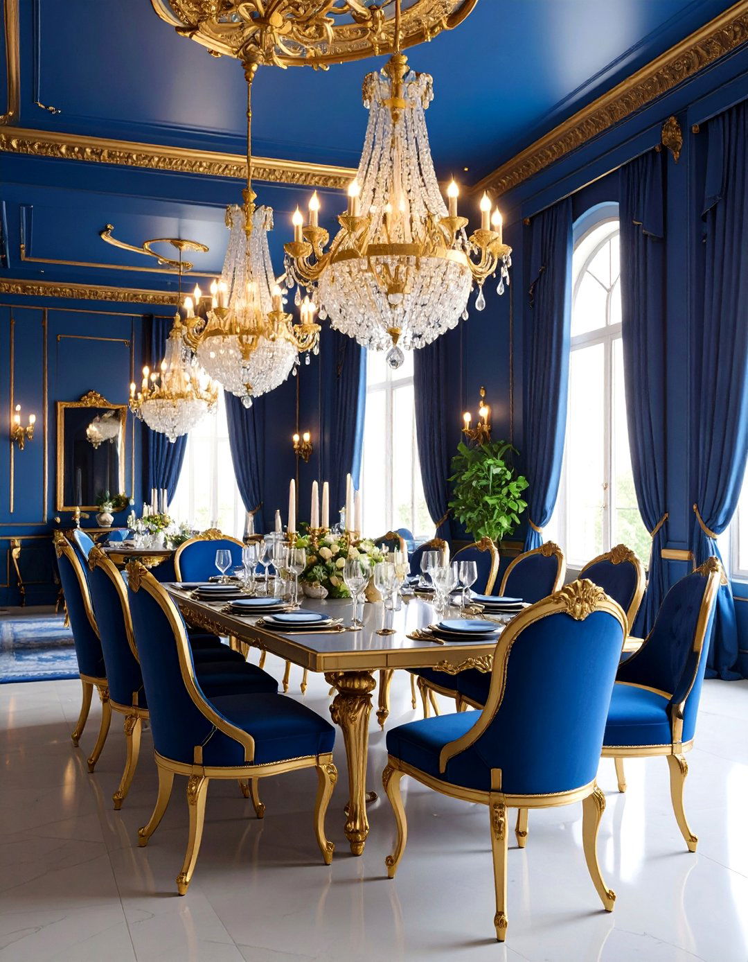 Navy Blue Maximalist Bold Statement - 25 Navy Blue Dining Room Ideas
