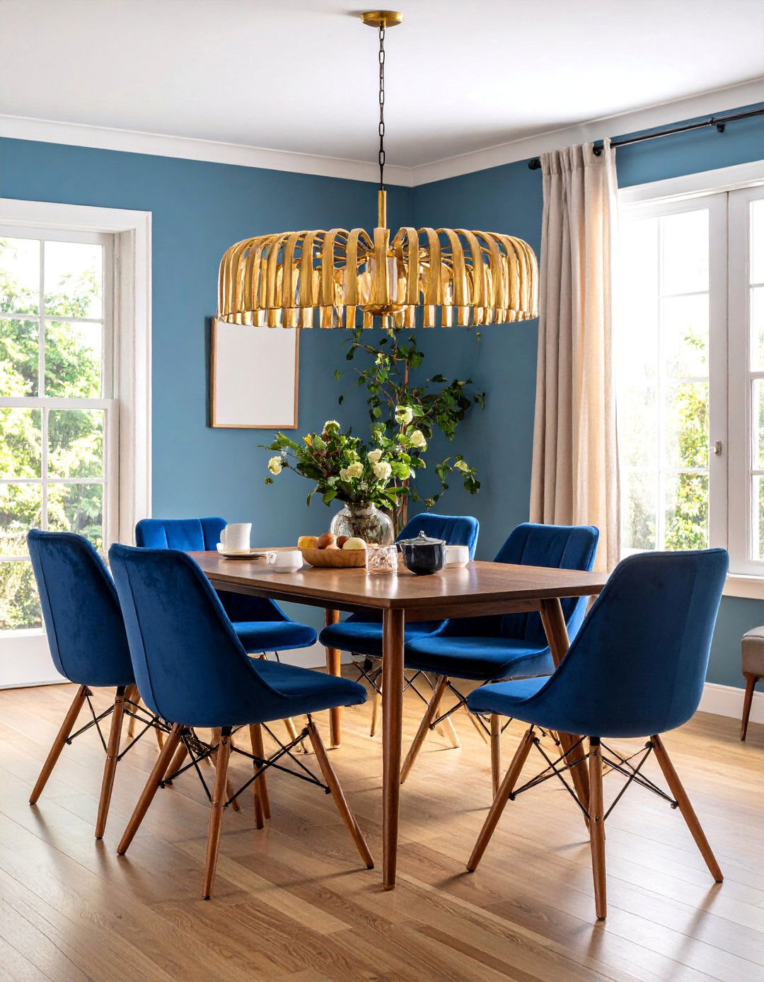 Navy Blue Mid Century Modern Revival - 25 Navy Blue Dining Room Ideas