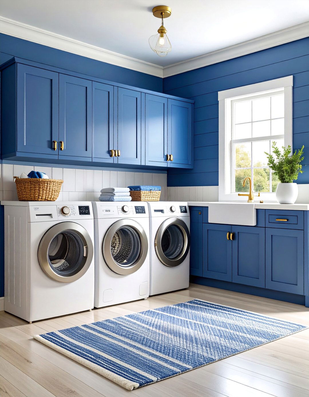 Navy Blue Nautical Laundry Room - 25 dark & moody laundry room ideas