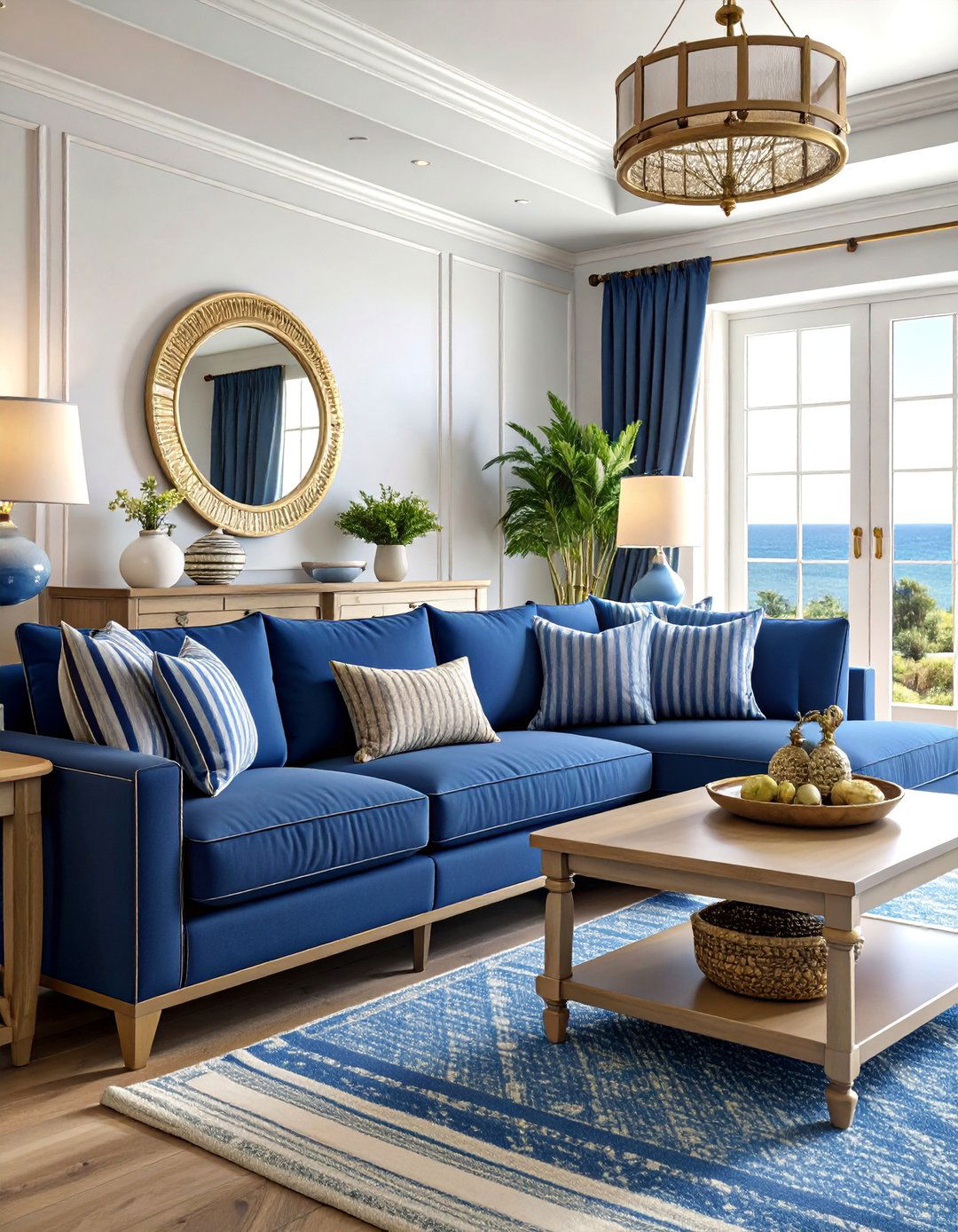 Navy Blue Sectional Nautical Elegance - 25 Living Room Couch Ideas
