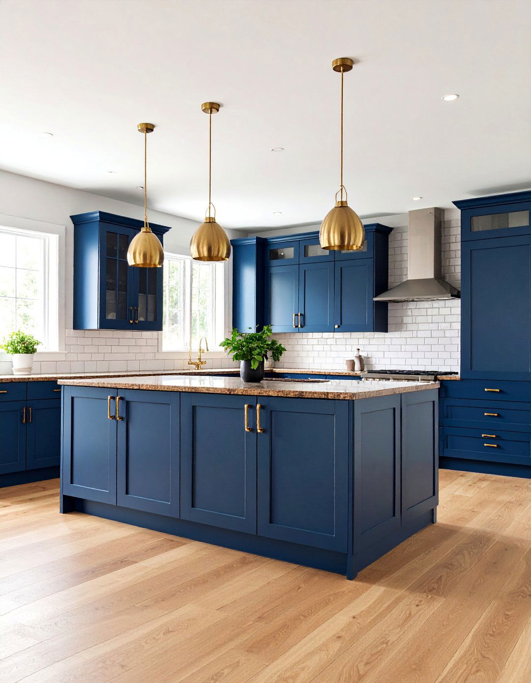 Navy Blue Shaker Cabinets with Coffee Brown Granite - 25 blue kitchen cabinets with brown granite countertops