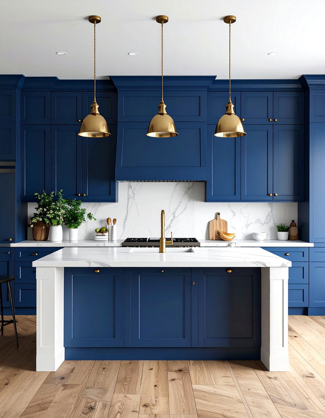 Navy Blue Shiplap with White Island Contrast - 25 Shiplap Backsplash Ideas for Your Kitchen