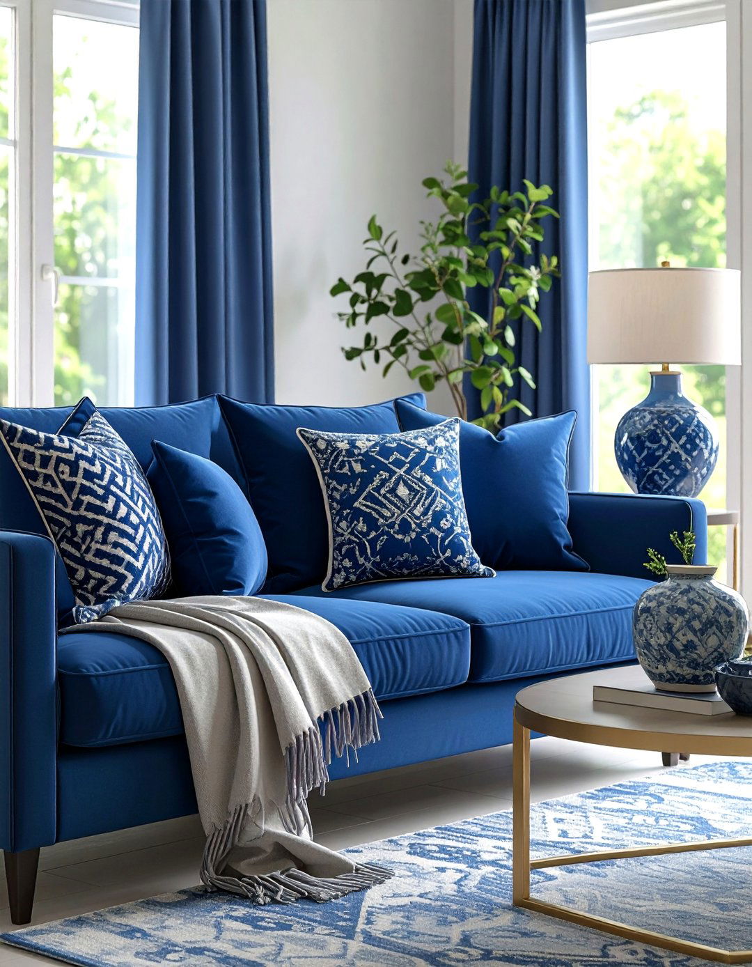 Navy Blue Throw Pillows and Accessories - 25 Navy Blue Living Room Ideas