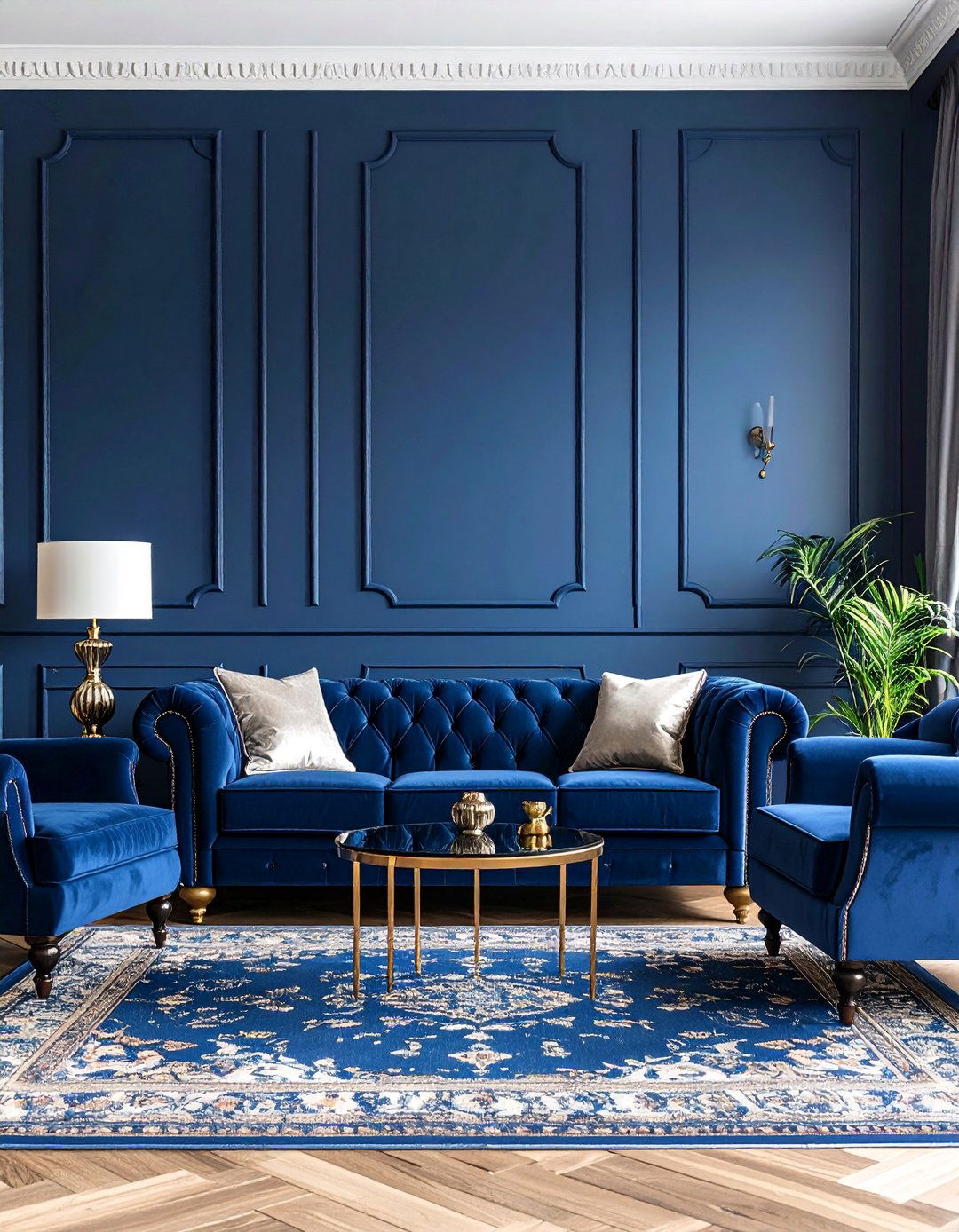 Navy Blue Traditional Living Room - 25 Navy Blue Living Room Ideas