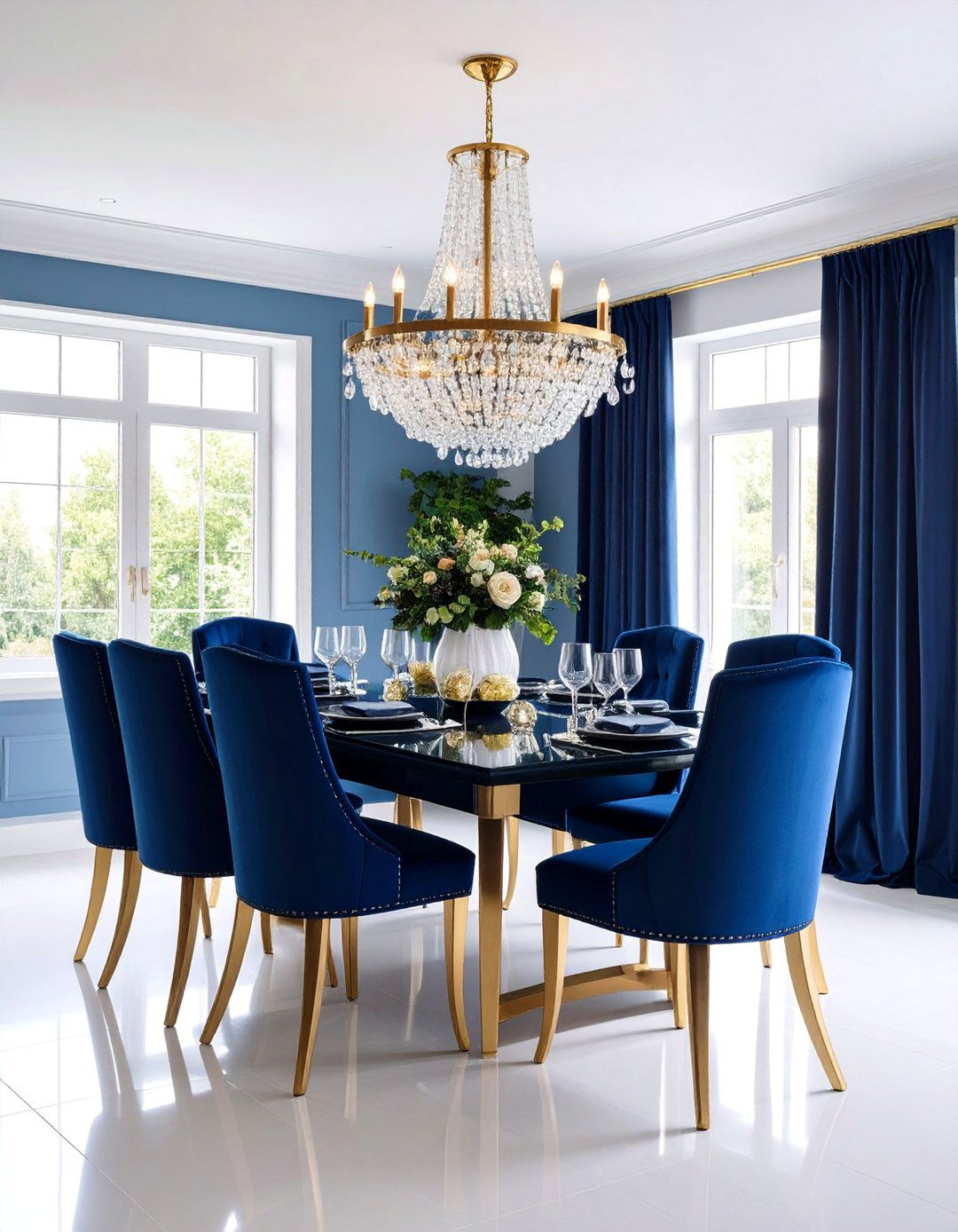 Navy Blue Transitional Sophistication - 25 Navy Blue Dining Room Ideas
