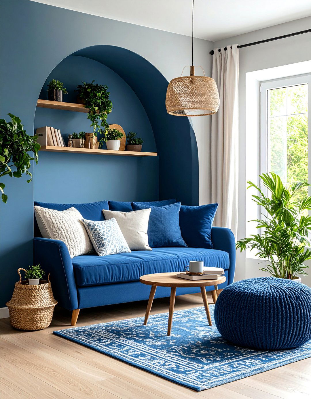 Navy Blue Window Seat and Reading Nook - 25 Navy Blue Living Room Ideas
