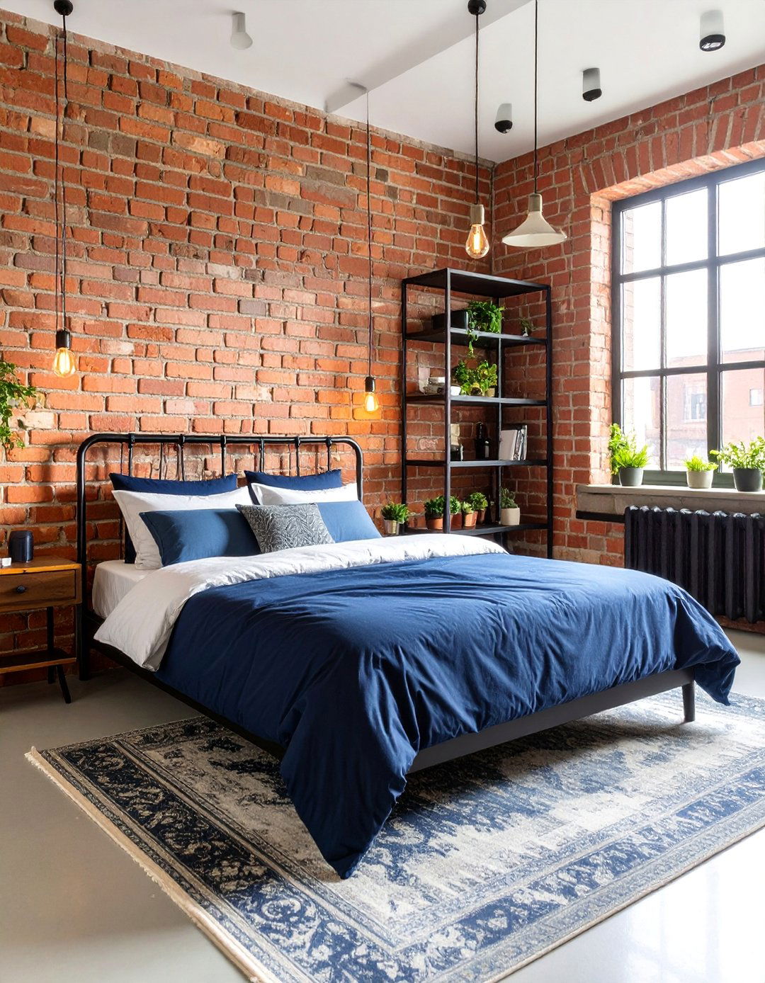Navy Blue and Black Industrial Bedroom - 25 Black and Blue Bedroom Ideas