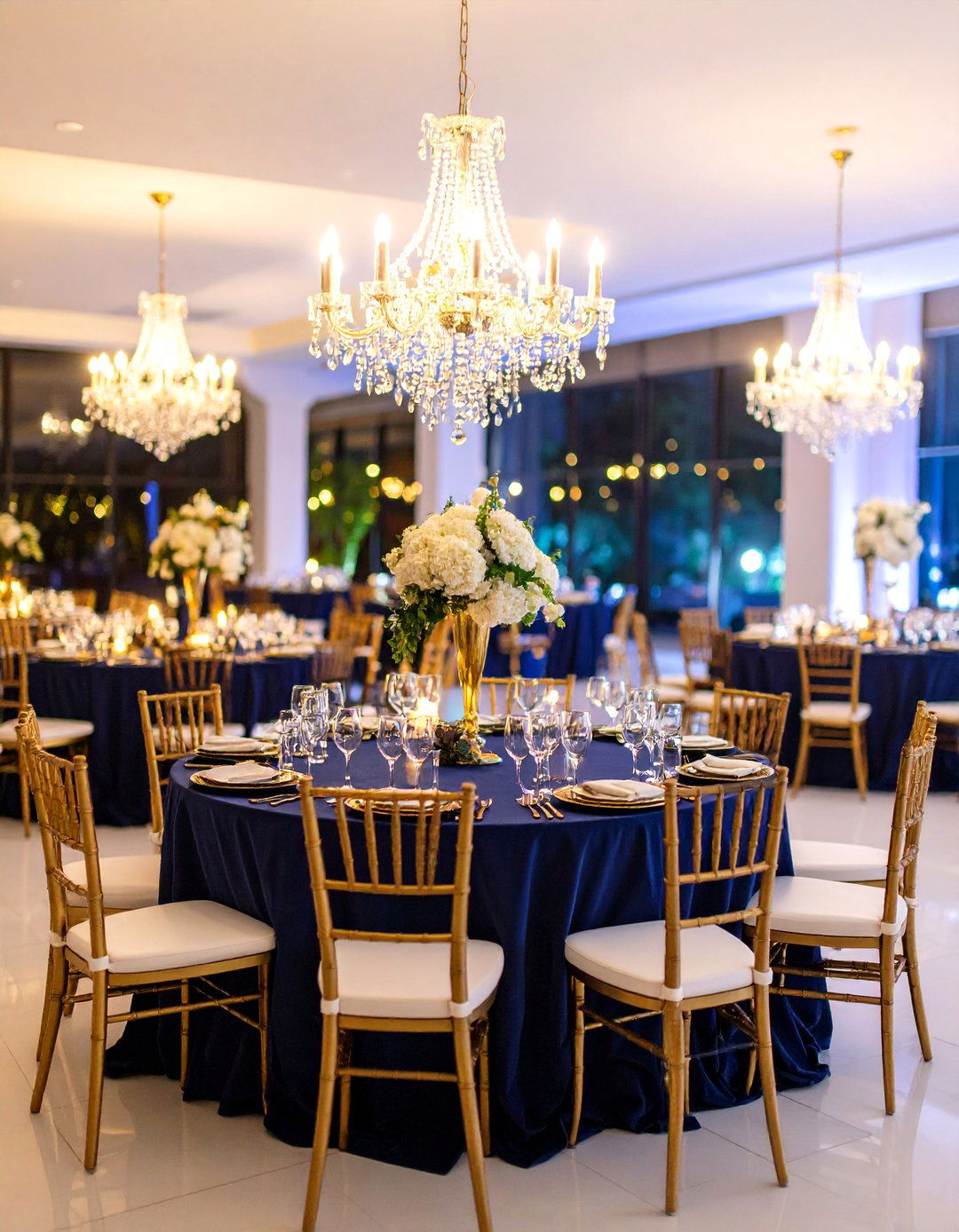 Navy Blue and Gold Elegant Ballroom Theme - 25 Blue Wedding Theme Ideas