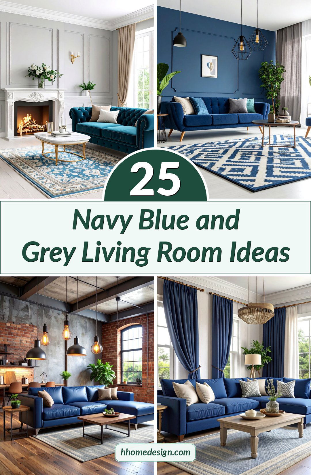 25 Navy Blue and Grey Living Room Ideas