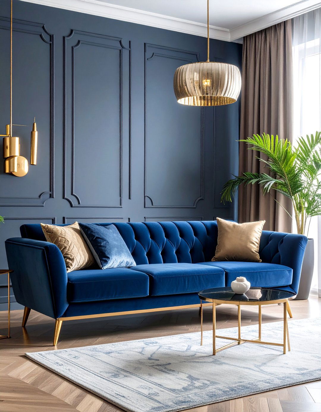 Navy Blue and Grey Living Room with Contemporary Sophistication - 25 Two Colour Combination for Living Room