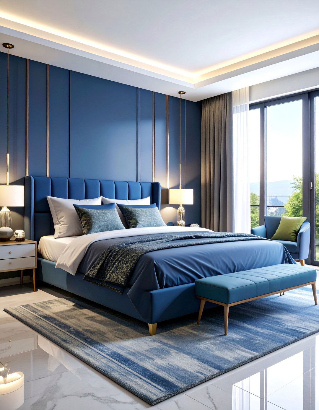 Navy Blue and Lime Green Contemporary - 25 blue and green bedroom ideas