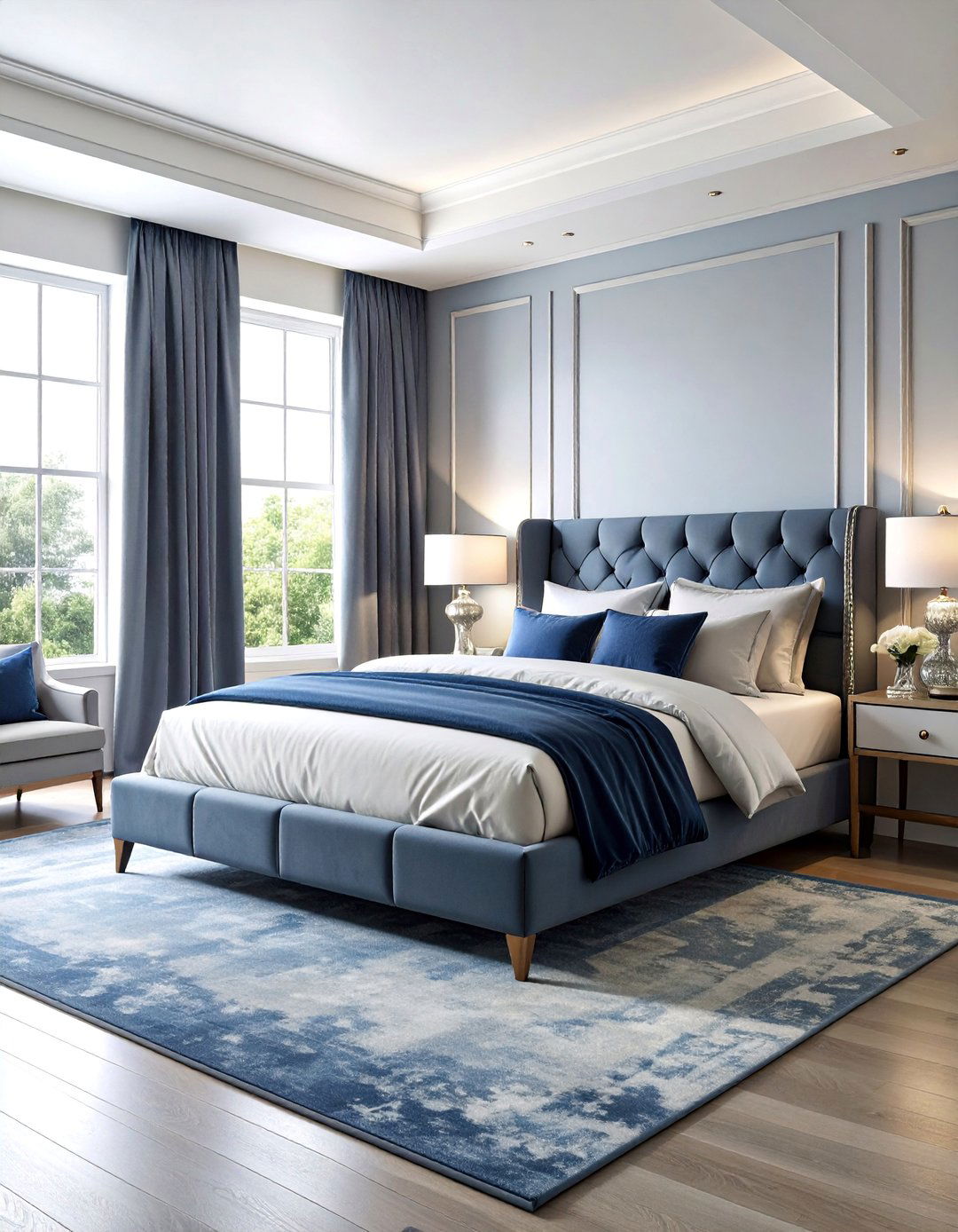 Navy Blue and Silver Sophisticated - 25 blue and green bedroom ideas