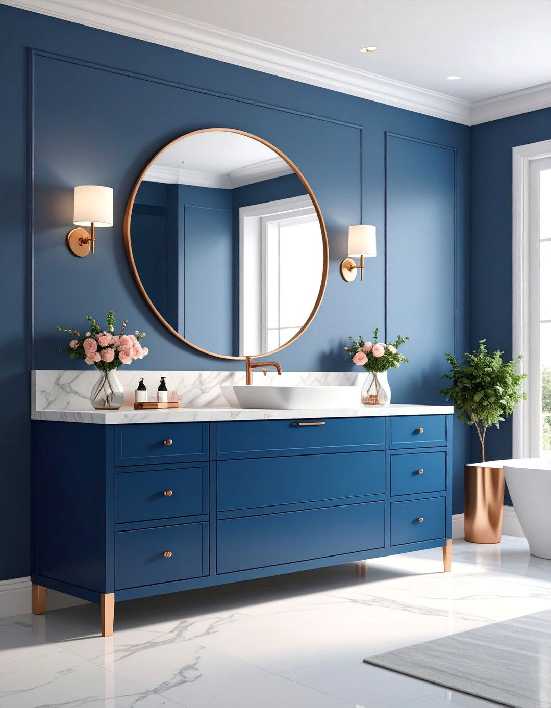 Navy Blue and Warm Rose Gold Luxurious Modern Femininity - 25 Designer-approved Colors That Go With Navy Blue