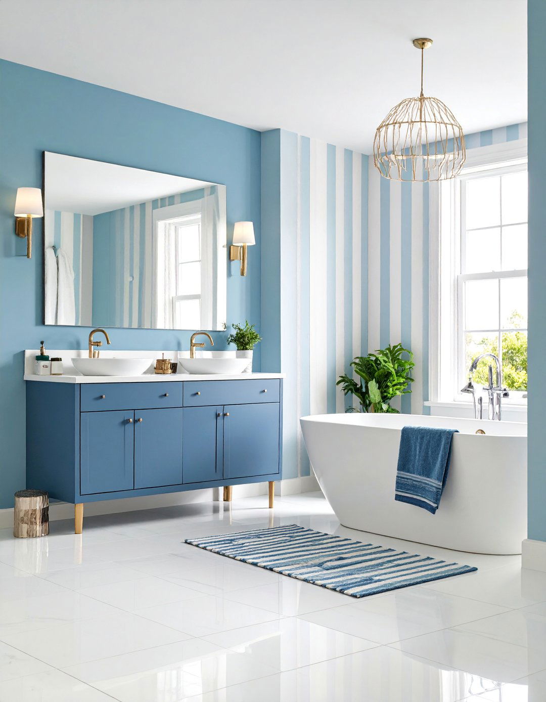Navy Blue and White Mixed Pattern Design