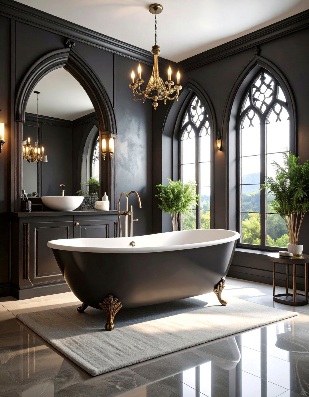 Neo Gothic Bathroom with Contemporary Dark Architecture - 25 Gothic Bathroom Ideas