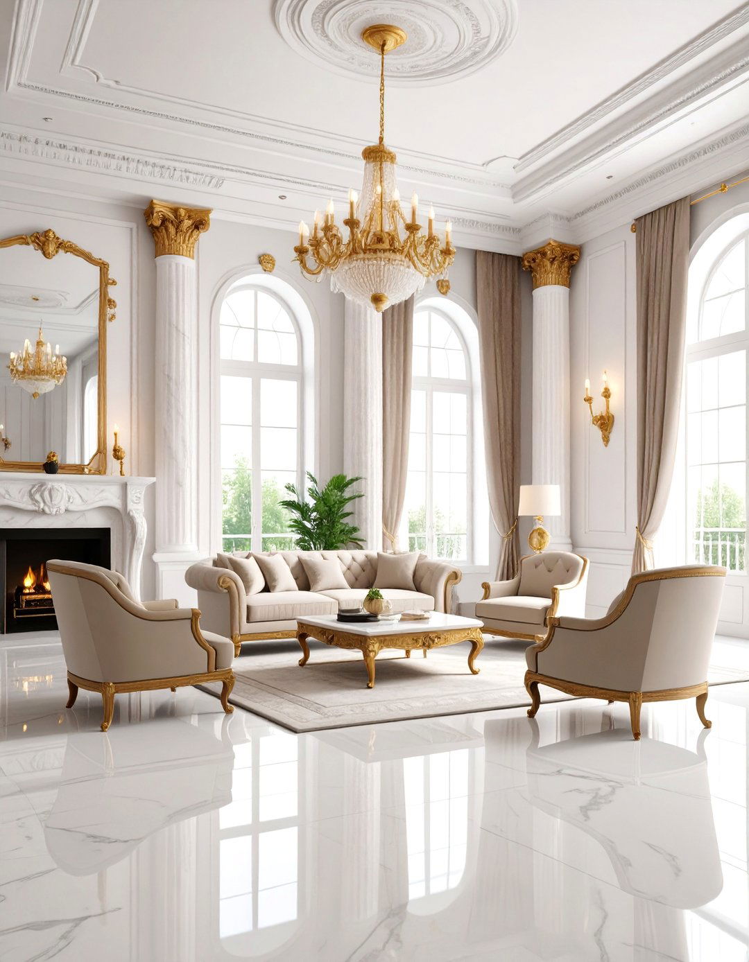 Neoclassical Empire with Marble and Bronze - 25 Royal Living Room Design Ideas