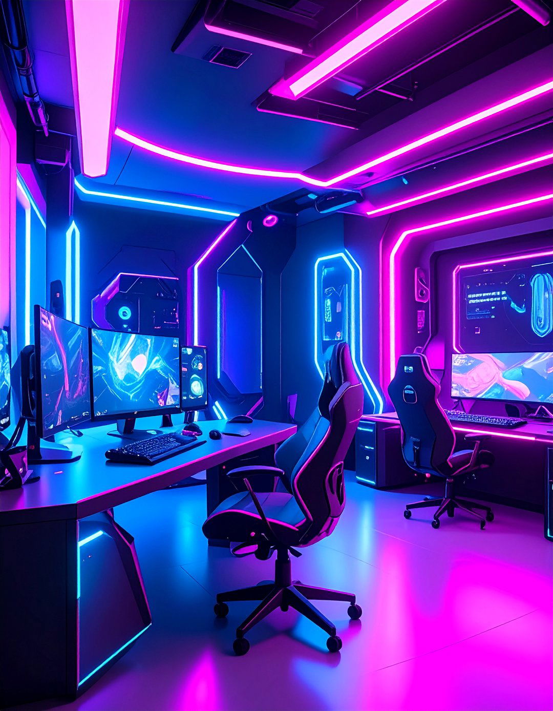 Neon Cyberpunk Gaming Laboratory - 25 Game Room Ideas
