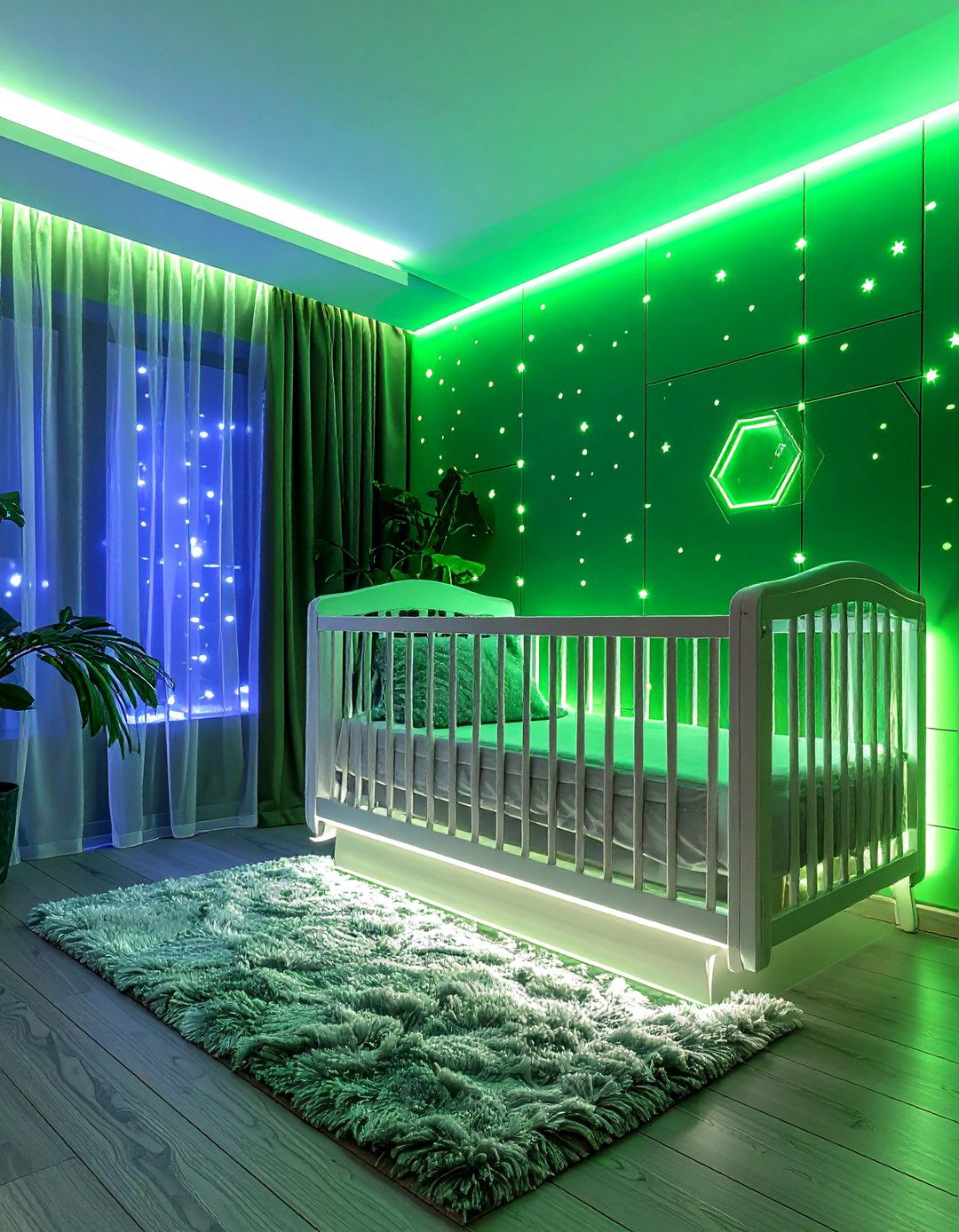 Neon Green Nursery with Futuristic Glow - 25 Green Nursery Ideas