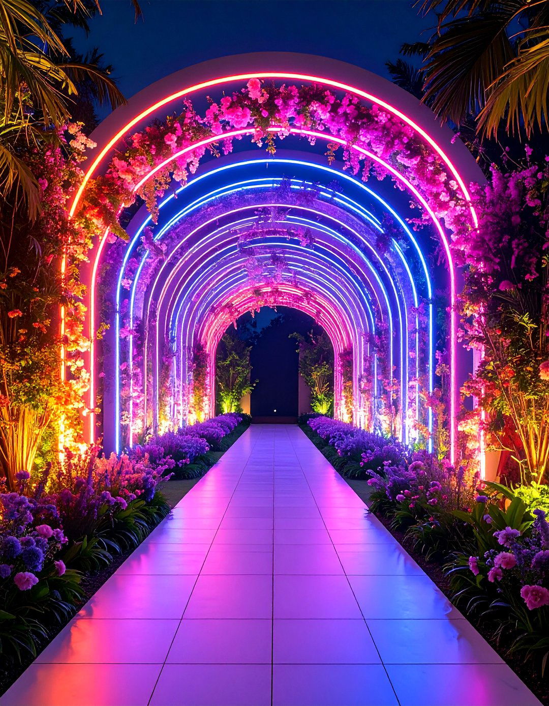 Neon and Acrylic Contemporary Wedding Arch - 25 Wedding Arch Ideas