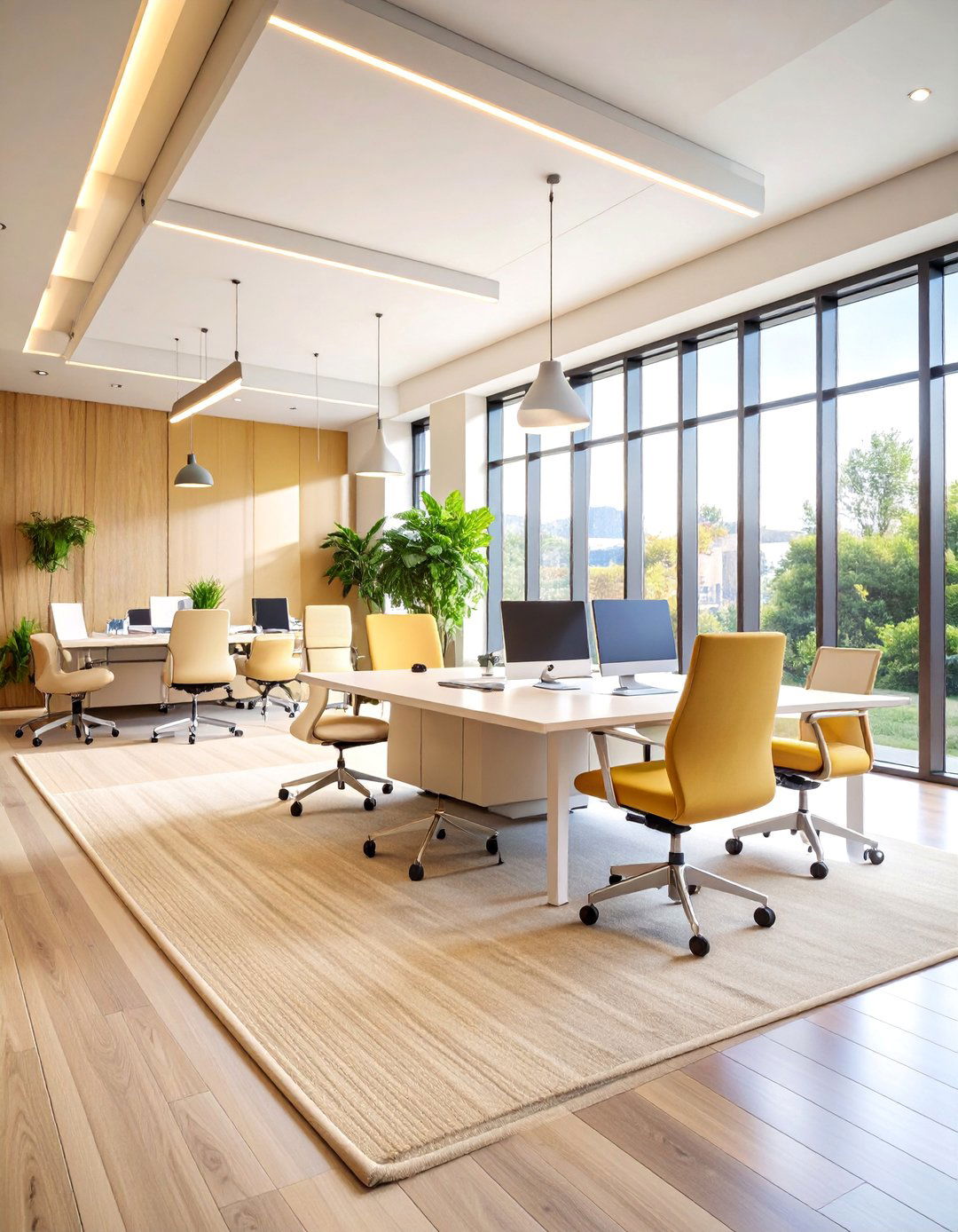 Neutral Beige Office Rug with Timeless Appeal - 25 Office Rug Ideas