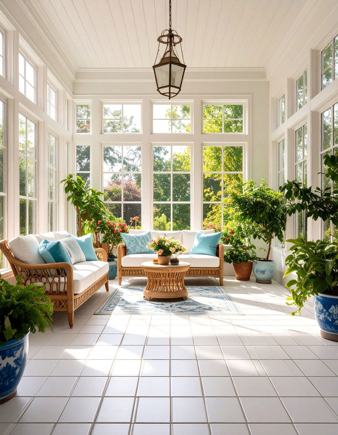 Neutral Ceramic Subway Tile Layout - 25 Sunroom Tile Floor Ideas